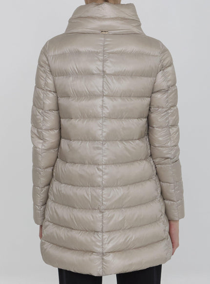 Herno Down Puffer Jacket In Beige Nylon - Ellie Belle