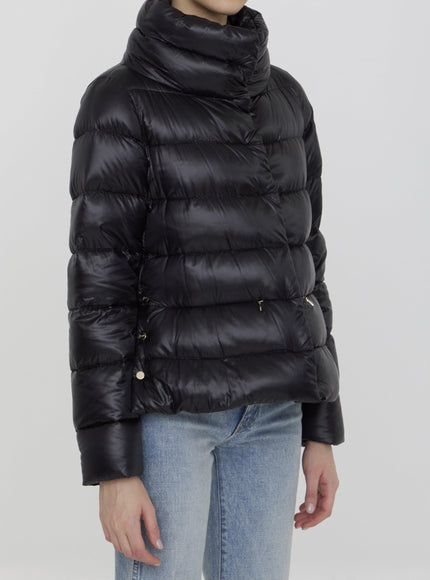 Herno Down Puffer Jacket In Nylon Black - Ellie Belle