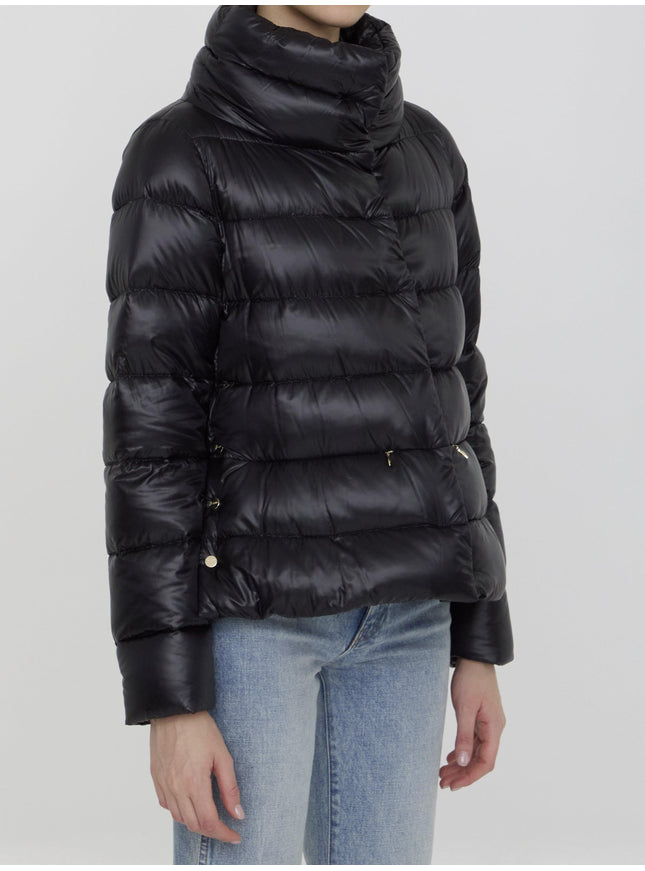 Herno Down Puffer Jacket In Nylon Black - Ellie Belle