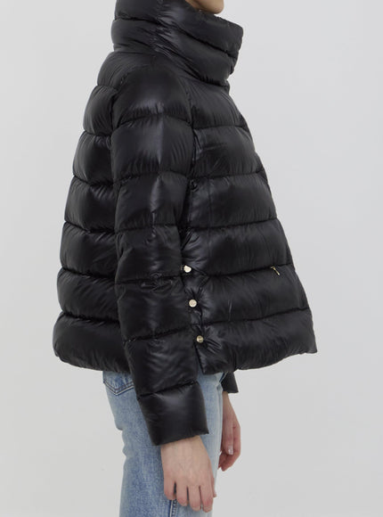 Herno Down Puffer Jacket In Nylon Black - Ellie Belle