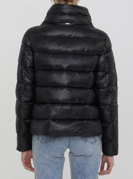 Herno Down Puffer Jacket In Nylon Black - Ellie Belle