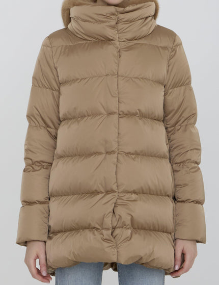 Herno Hooded Puffer Jacket In Nylon Beige - Ellie Belle