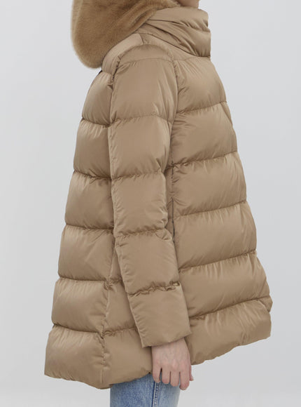 Herno Hooded Puffer Jacket In Nylon Beige - Ellie Belle