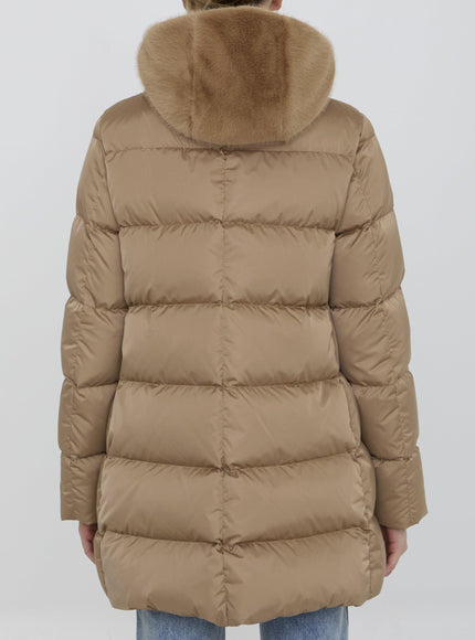 Herno Hooded Puffer Jacket In Nylon Beige - Ellie Belle