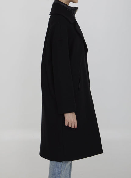 Herno Panelled Mid-Length Coat In Black - Ellie Belle