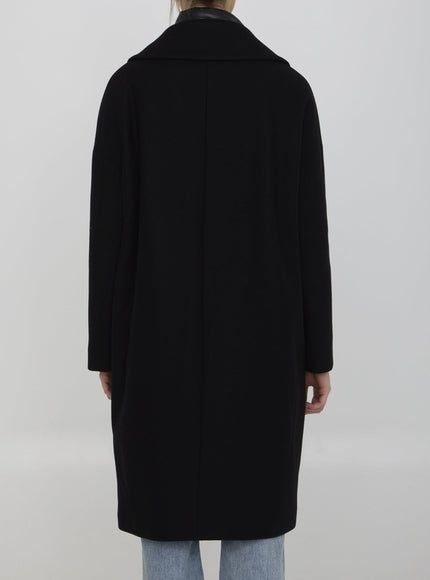 Herno Panelled Mid-Length Coat In Black - Ellie Belle