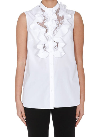 Alexander Mcqueen Ruffle Detailed Poplin Top