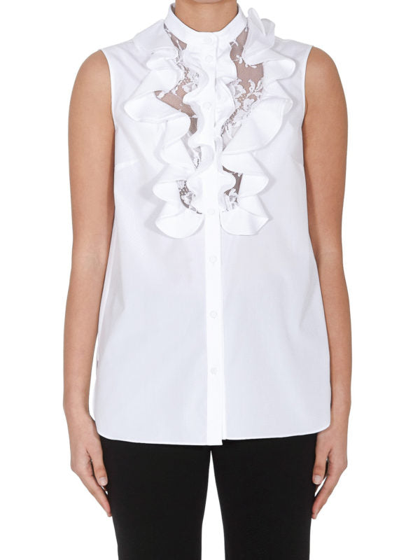 Alexander Mcqueen Ruffle Detailed Poplin Top