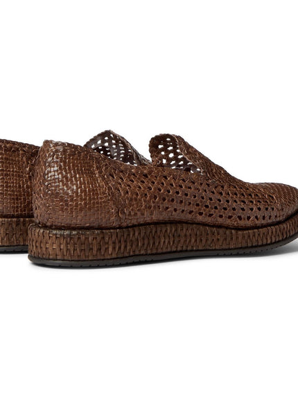 Dolce & Gabbana Brown Woven Leather Loafers