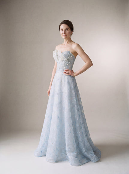 Ellie Belle Celeste Blue Floral Lace Evening Gown