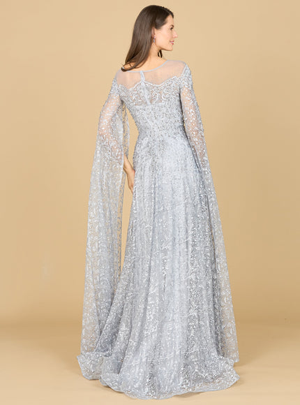 Lara Lace Gown with Dramatic Cape Sleeves