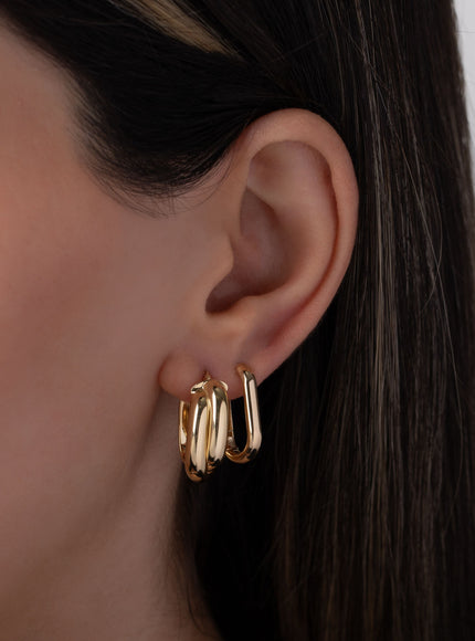 Zoe Lev 14K Gold Double Twist Oval Hoop Earrings