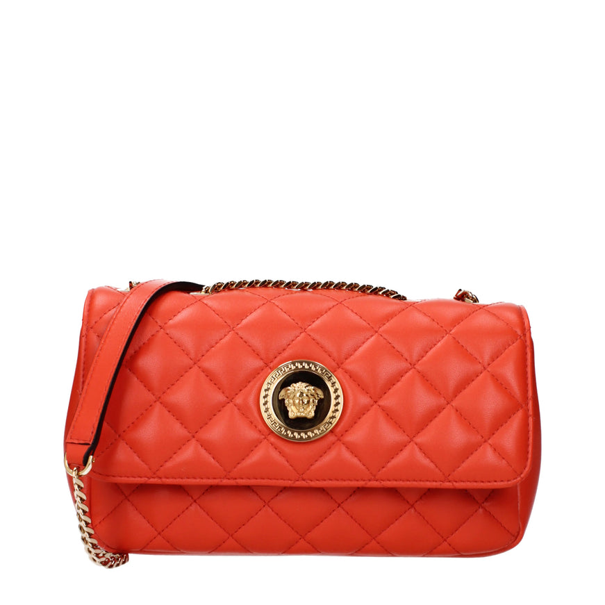 Versace Quilted Medusa Small Chain Shoulder Bag in Orange