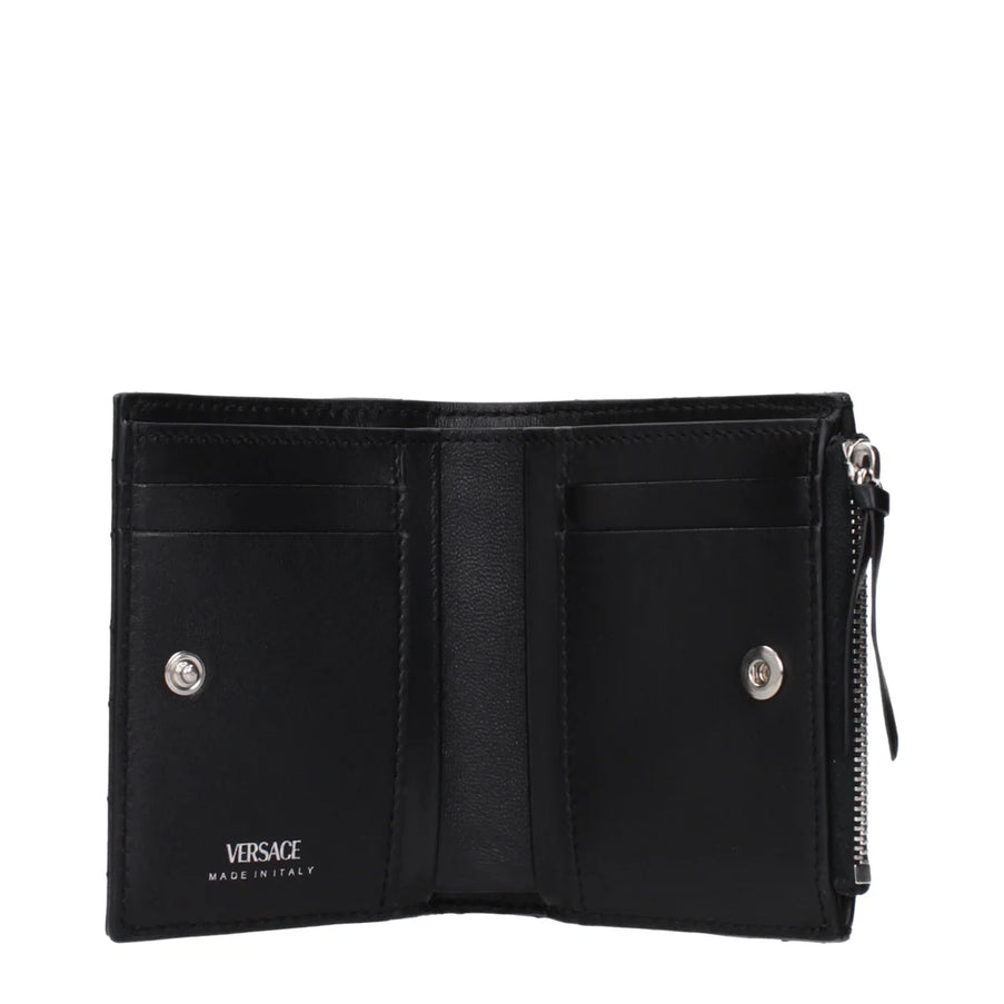 Versace Quilted Leather Medusa Wallet in Black