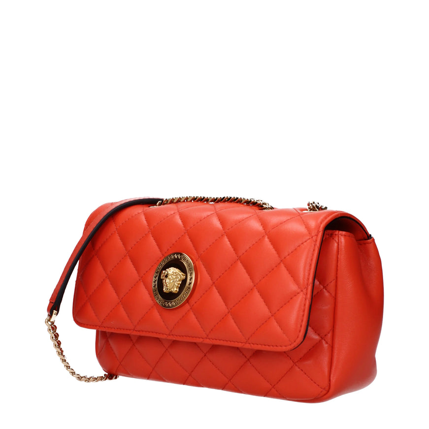 Versace Quilted Medusa Small Chain Shoulder Bag in Orange
