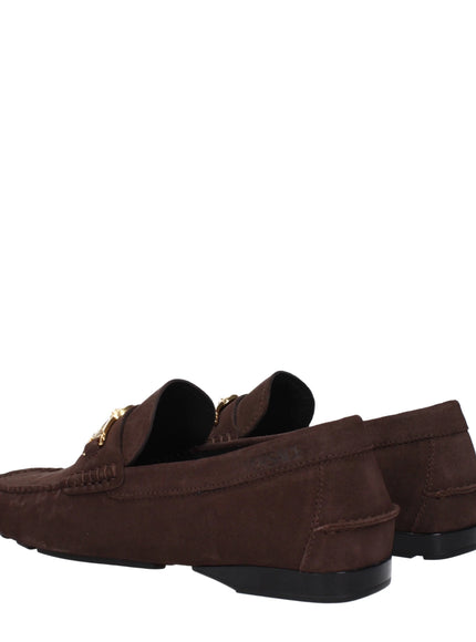 Versace Brown Suede Loafers with Medusa Hardware