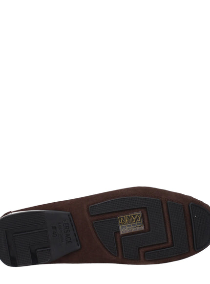 Versace Brown Suede Loafers with Medusa Hardware