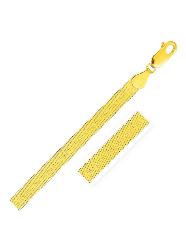 Imperial Herringbone Bracelet in 10k Yellow Gold (4.6 mm) - Ellie Belle