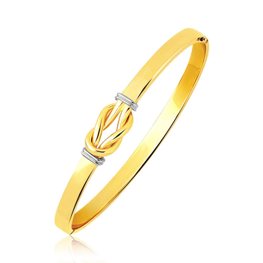 Intertwined Knot Slip On Bangle in 14k Two-Tone Gold (5.0mm) - Ellie Belle