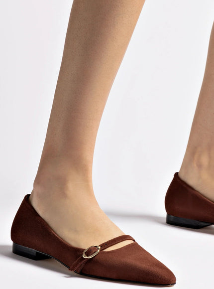 Larroude Irene Flat In Brown Suede