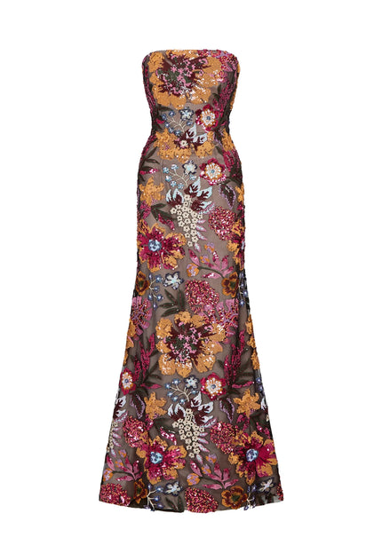 Anne Barge Isela Garden Sequin Strapless Column Gown