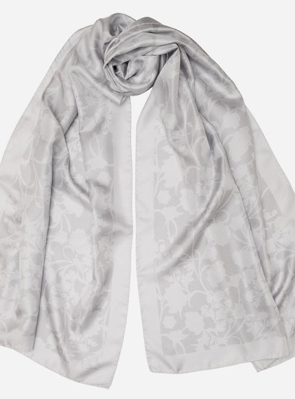 Elizabetta Regina Silk Scarf Shawl - Silver Pearl