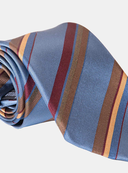 Elizabetta Battisti Silk Jacquard Tie in Steel Blue