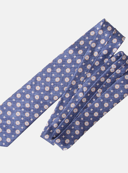 Elizabetta Antinori Printed Silk Tie - Blue