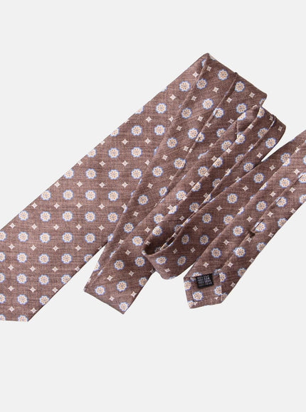 Elizabetta Antinori Printed Silk Tie - Brown