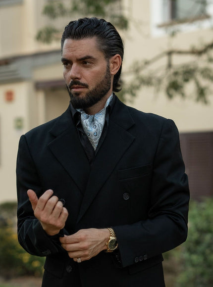 Elizabetta Bugatti Silk Ascot Cravat Tie - Grey