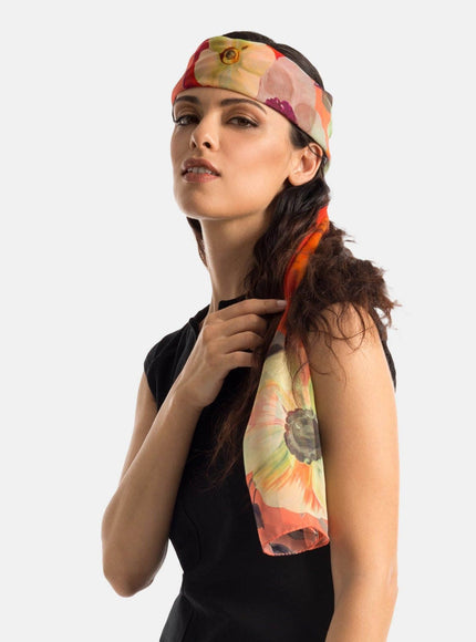 Elizabetta Campo de' Fiori Long Sheer Silk Scarf - Coral