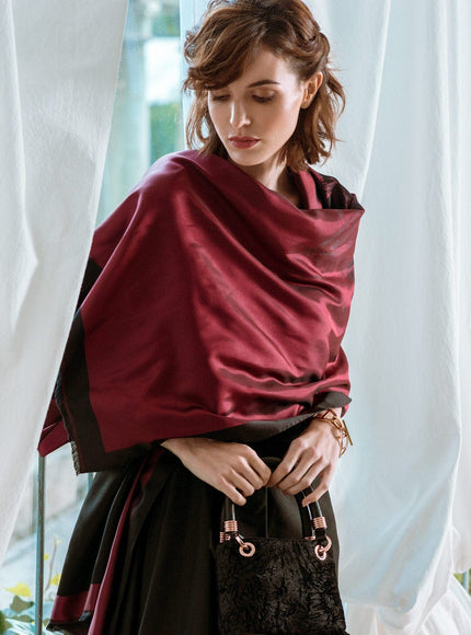 Elizabetta Fortuna Silk Shawl - Ruby Red
