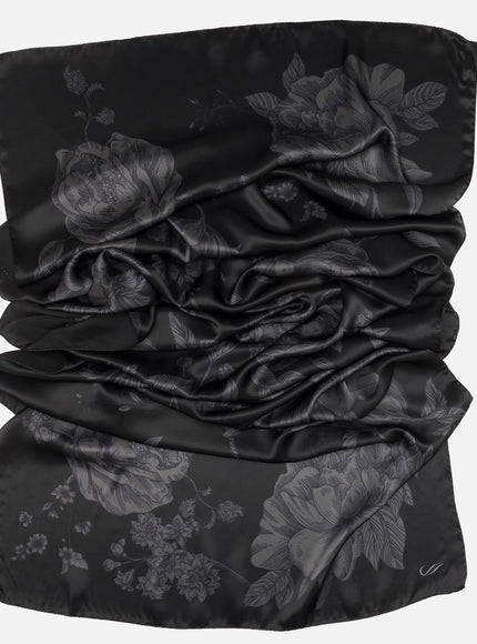 Elizabetta Isabella Silk Scarf Shawl in Black - photo 3