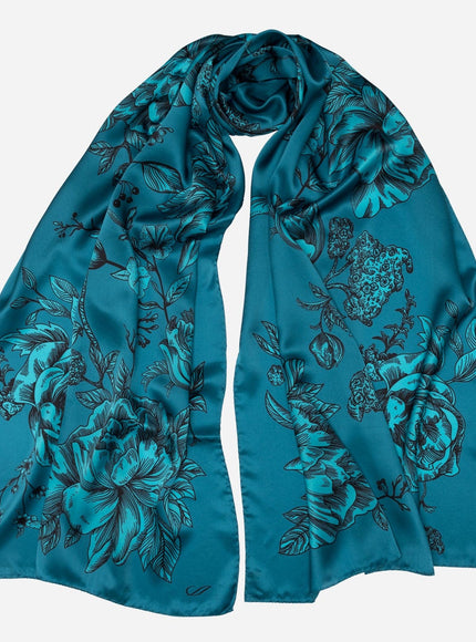 Elizabetta Isabella Silk Scarf Shawl in Peacock Blue - photo 1