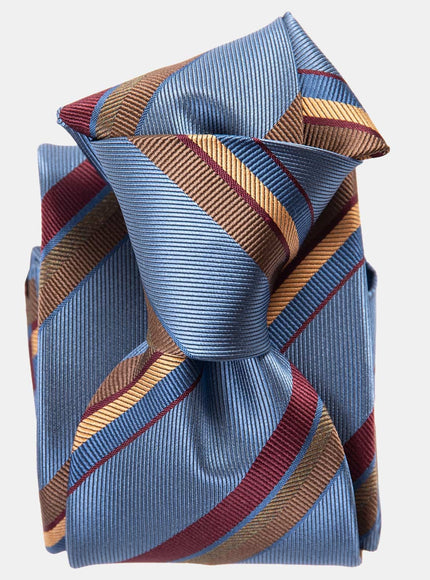 Elizabetta Battisti Silk Jacquard Tie in Steel Blue