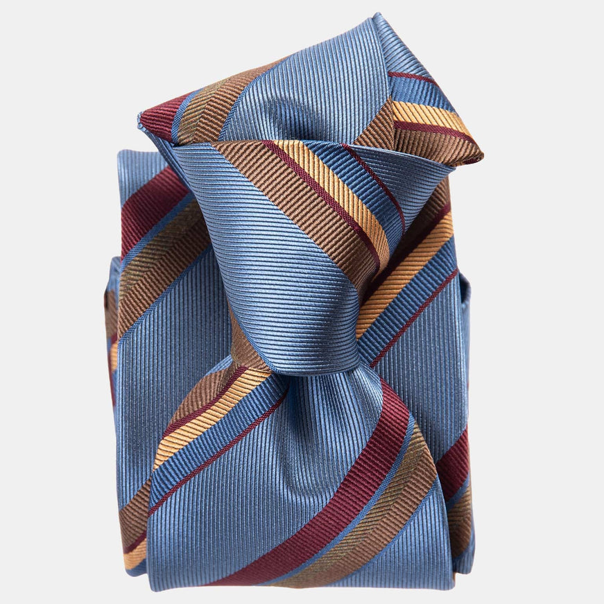Elizabetta Battisti Silk Jacquard Tie in Steel Blue