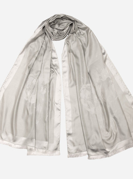 Elizabetta Fortuna Silk Shawl - Silver Pearl