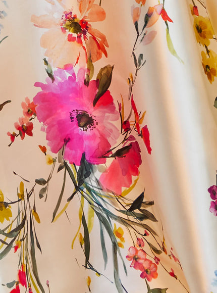 Anne Barge Miller Floral Mikado One Shoulder Gown