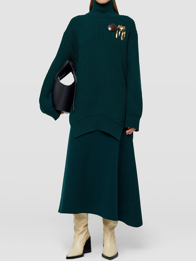 Jil Sander Asymmetrical Green Skirt - Ellie Belle