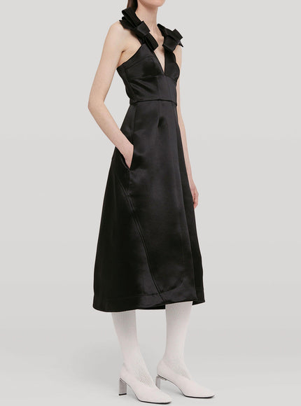 Jil Sander Black Satin Dress - Ellie Belle