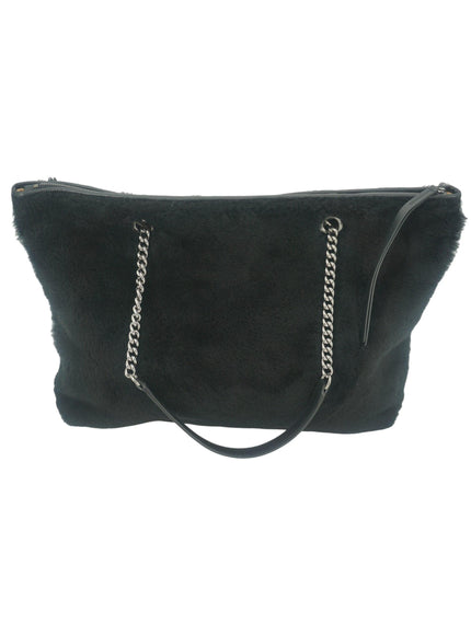 Jimmy Choo Allegra Black Shearling Bag With Logo - Ellie Belle