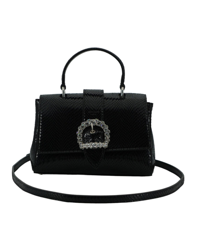 Jimmy Choo Lizard Crystal Black Top Handle Bag - Ellie Belle