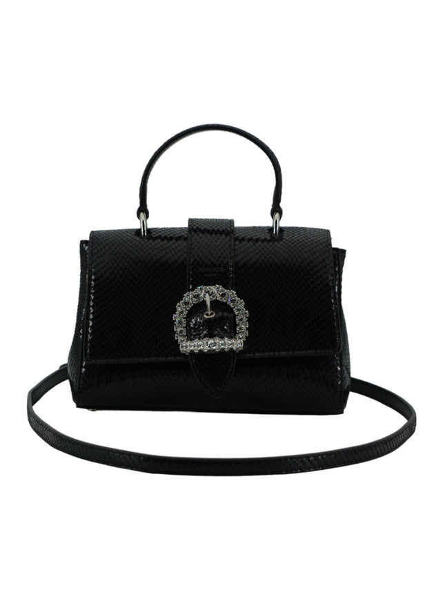 Jimmy Choo Lizard Crystal Black Top Handle Bag - Ellie Belle