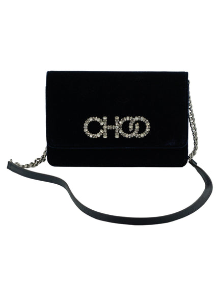 Jimmy Choo Navy Velvet Crystals Kalina Chain Bag - Ellie Belle