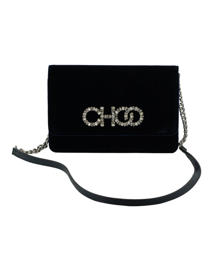 Jimmy Choo Navy Velvet Crystals Kalina Chain Bag - Ellie Belle