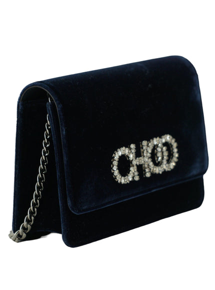 Jimmy Choo Navy Velvet Crystals Kalina Chain Bag - Ellie Belle