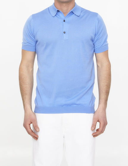 John Smedley Light-blue Cotton Polo Shirt - Ellie Belle