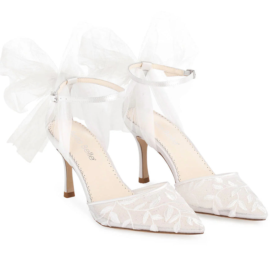 Bella Belle Joselyn Ivory Lace Ankle Strap Heels