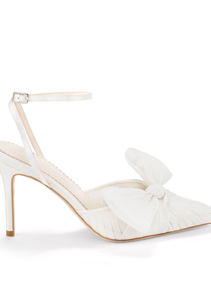 Bella Belle Jules Pleated Silk Crepe Bow Ankle Strap Heels