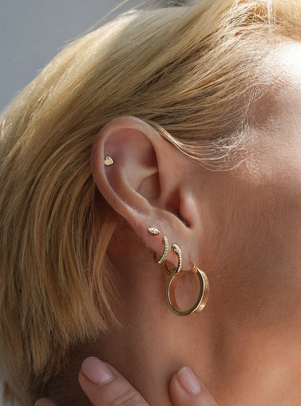 Zoe Lev 14K Gold Tiny Heart with Diamond Stud Earring